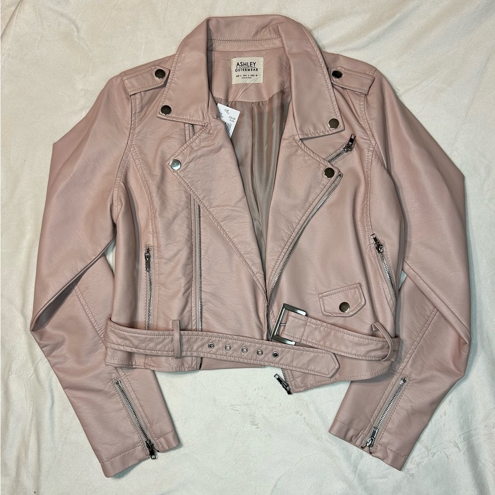 Blush Leather Jacket with Belt